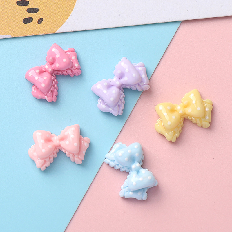 Phone Accessories Clipart - 10pcs Kawaii Pink Dot Bow DIY