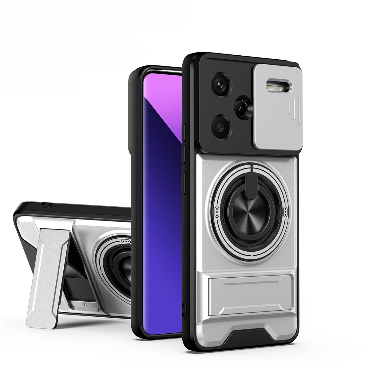 Phone Kickstand Ring - Lens Slide Camera Phone Case for
