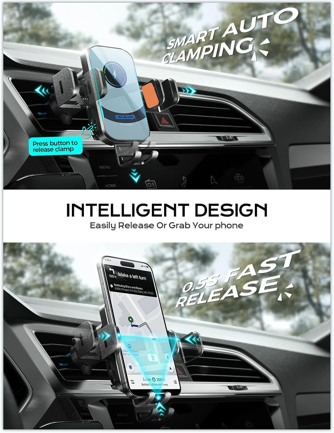 UYUXIO Wireless Car Charger Su - Phone Cooling Fan recension och pris