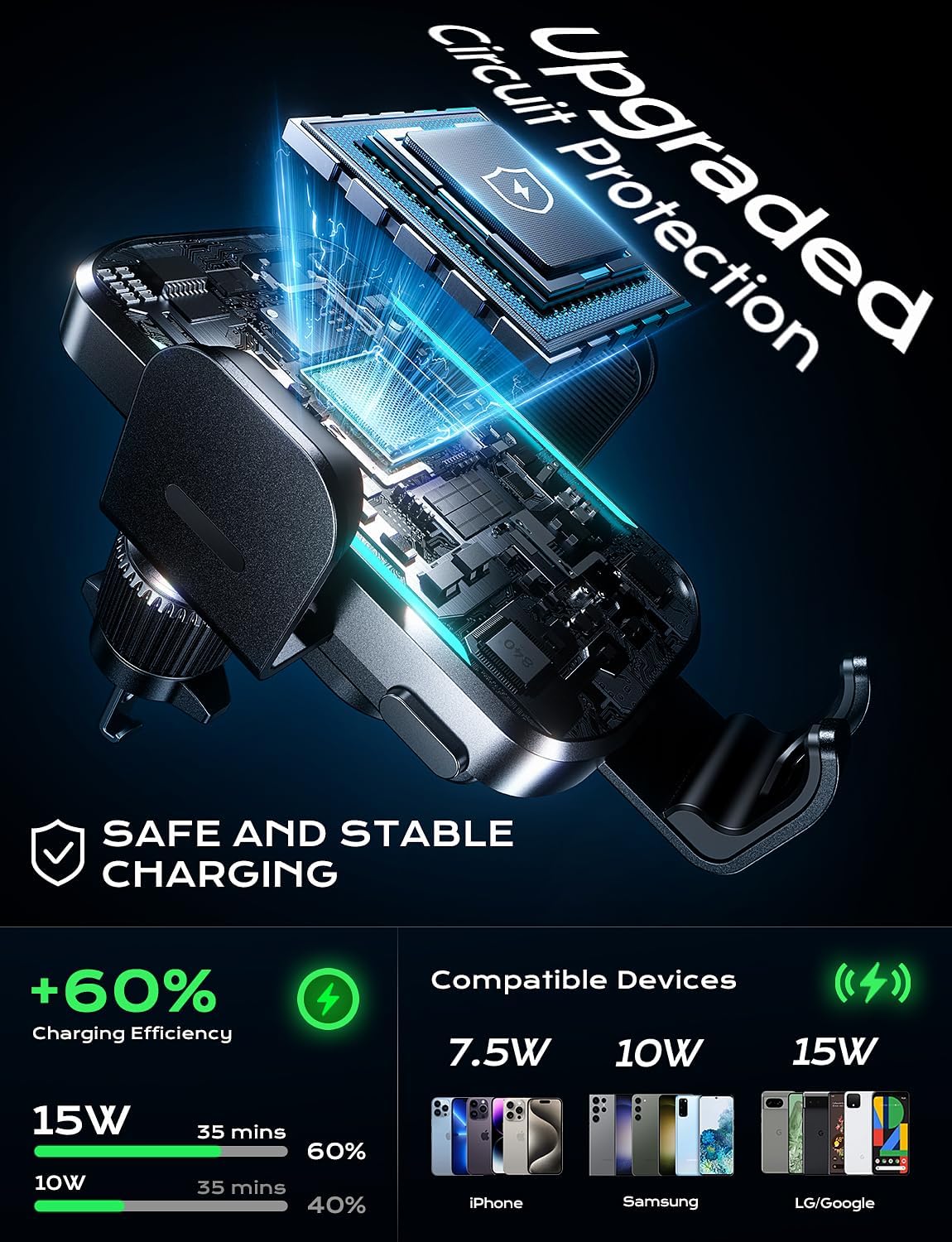 UYUXIO Wireless Car Charger Su - Phone Cooling Fan recension och pris