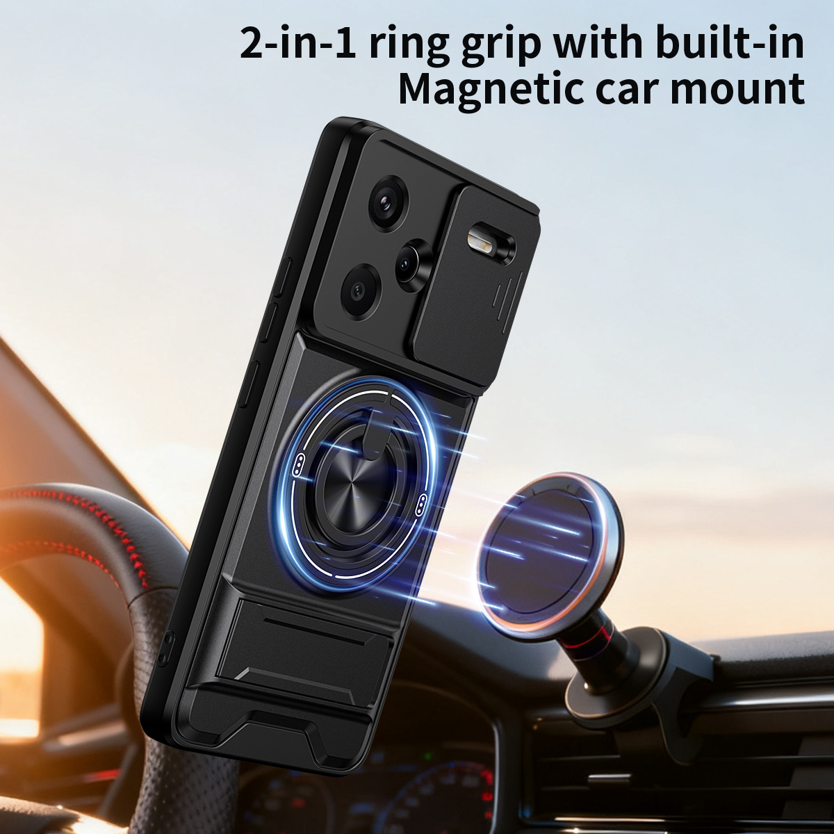 Lens Slide Camera Phone Case f - Phone Kickstand Ring recension och pris