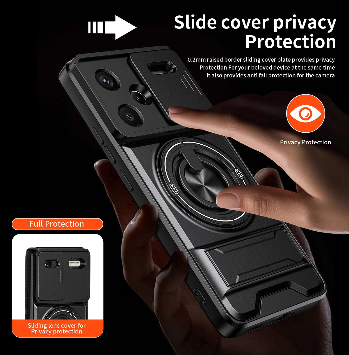 Lens Slide Camera Phone Case f - Phone Kickstand Ring recension och pris